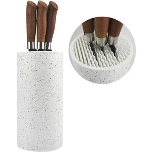 Universal Knife Block Holder, Toosbuc Round Knife Holder Without Knives,Safe & Detachable,Space Saver Knife Storage,Countertop Organizer for Kitchen (White Snowflake Dots)