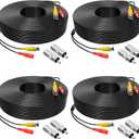 ABLEGRID 4 Pack 100ft bnc Video Power Cable Security Camera Cable Wire Cord for CCTV dvr Surveillance System (Included 2X BNC to RCA connectors with Each Cable)