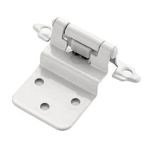 Home Expert 4 Pack (2 Pairs) 3/ 8 Inch Inset Cabinet Hinges, Self-Closing Face Mount Hinges with Door Bumpers, White for Kitchen Cabinets, Bathroom Vanities, Furniture Doors