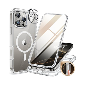 Miracase Magnetic for iPhone 16 Pro Case Full-Body Phone with Built-in Glass Screen Protector, [Compatible with MagSafe] Military Drop Proof 16 Pro Cover Bumper 6.3 inch, Clear