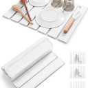 Stone Dish Drying Mat for Kitchen Counter, 16"(L)12"(W)Collapsible Diatomaceous Earth Absorbent Mat, Quick Dish Drying Pad for Kitchen Dishes Bottles Cups Bathroom Any Countertop-White