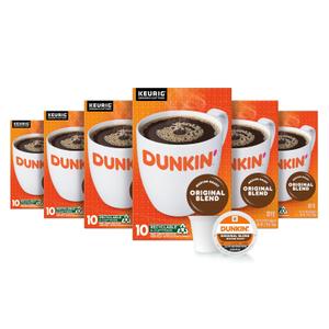 Dunkin Original Blend Coffee, Medium Roast, K-Cup Pods, Keurig K-Cup Pods, 10 Count Boxes (Pack of 6) (EXP 01/01/27)