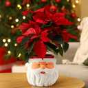 LemonRoad 4 Pcs 4.84" Christmas Santa Ceramic Planters Paint Color Your Own Snowman Santa Claus Pot DIY Ceramic Holiday Flower Pot Painting Craft Kit for Xmas Indoor Home Office Desk Decorate
