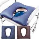 Bedside Commode Cushion - Washable 16.5" X 16.5" Thick Pad PU Cover with Fixing Straps for Commode Chair,Portable Toilet Seat Cushion for Seniors Raz Shower Chair Seat,Blue (Normal)