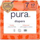 Pack of 6, Pura Size 7 Eco-Friendly Diapers (33+lbs) Totally Chlorine Free (TCF) Hypoallergenic, Soft Organic Cotton Comfort, Sustainable, up to 12 Hours Leak Protection, Allergy UK,1 Pack of 17 Diapers