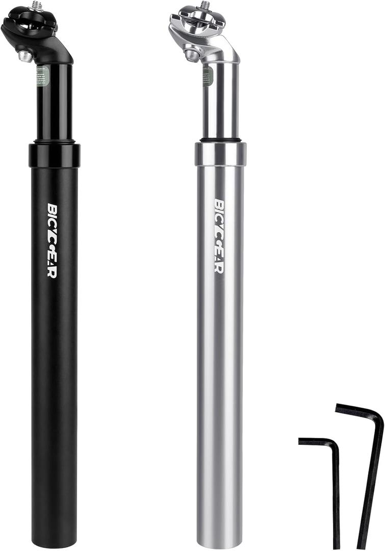 Suspension Seatpost 27.2 30.4 30.9 31.6 Bike Seat Posts with Suspension 40mm Travel Bicycle Seat Shock Absorber Aluminum Tube for E Bike MTB BMX Road City Bike Replacement Component Parts (BLACK-33.9MM (Including 27.2 to 33.9 Shim))