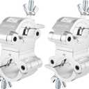 Pro TUV Swivel Truss Clamp 2 inch, 2 Packs GZhumin Heavy Duty 1100lb / 500kg Swivel Coupler 50mm Truss Clamps, Dual Head Turn As Needed Two 360 Degree Lighting Clamps, Fit truss OD 48-52mm / 2 (Silver)