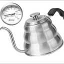 Pour Over Kettle for Manual Drip Coffee and Tea with Thermometer 28oz Gooseneck Kettle with Flow Control Stainless Steel Water Kettle for Stovetop,800ml,4 Cup,Silver,1Pack
