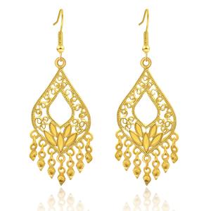 Gold Filigree Earrings-Gold Plated Dangle Earrings for Women Boho Earrings Indian Jewelry Long Chandelier Earrings for Women Big Gold Indian Earrings for Women Trendy