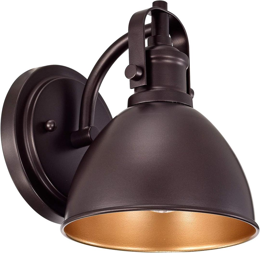 Outdoor Wall Lights, 1 Pack Exterior Farmhouse Barn Light Fixtures, Outdoor Wall Mount Lighting Fixtures, AntiRust Water Resistant Exterior Light for Porch Patio Doorway Garage (Oil Rubbed Bronze)