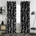 Black White Geometric Blackout Curtains, Modern Abstract Grey Black Out Window Drapes for Bedroom Living Room Grommet Thermal Insulated Room Darkening Decor, 2 Panels 52x96 Inches