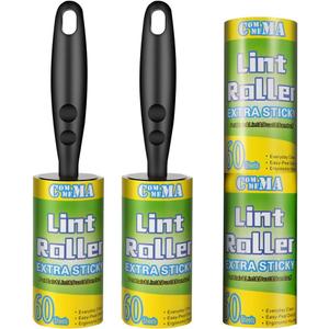 Lint Rollers for Pet Hair Extra Sticky, Pet Hair Remover Set Brush for Dog & Cat Hair Removal, Clothes, Furniture, 2 Handles with 4 Refills, 240 Total Sheets