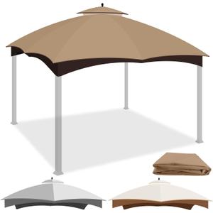 10x12 Replacement Canopy for Allen Roth Gazebo, Double-Tier Roof Cover with Air Vent, Heavy Duty Waterproof Gazebo Cover for Patio Garden Yard (Khaki)