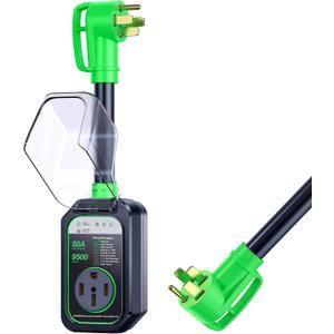 GEARGO RV Surge Protectors 50 Amp Waterproof, [2025 New Upgraded] RV Circuit Analyzer, Full Protection RV Adapter Plug for Camper(Green)