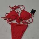 Women Two Piece Thong Bikini Set Sexy Halter Triangle Swimsuit String Brazilian Bathing Suits (Small, Red)