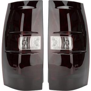 Tail Light Assembly Compatible With 2007-2014 Chevy Tahoe/Suburban Driver and Passenger Side Smoke Red Rear Brake Lamps With Bulb Inside And Wiring Harness Replaces# GM2800196 25862701 22837923