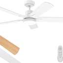 Ceiling Fan With Light 42-Inch, Remote Control Reversible DC Motors, 3CCT Dimmable Timer Noiseless, White Ceiling Fan for Bedroom Living Room, Indoor&Outdoor ETL Listed