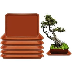 TNTIWQ 6 Pack 12.5 Inch Rectangle Plant Saucers for 7.8 Inch Pots - Indoor Outdoor Drip Tray for Planters - Plastic Planter Water Tray(Terracotta, 12.5"x9"(6pcs))