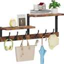 Homeiju 28.7" Coat Rack Wall Mount with Shelf, Key Hooks for Wall with Shelf, Coat Hooks Wall Mounted with 6 Heavy Duty Double Hooks for Bedroom,Living Room, Rustic Brown