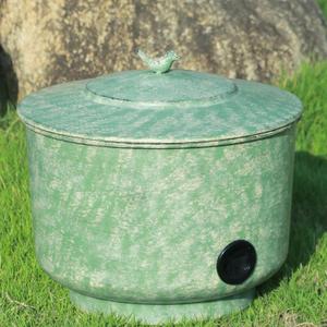 HOUYANG Heavy-Duty Steel Garden Hose Pot with Lid, Hose Pot for Outside, 14.96 L × 14.96 W × 10.24 H inches