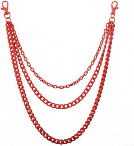 Lainrrew Trousers Chain, Pants Chain Belt Chain Wallet Chain Pocket Chain Hip Hop Punk Jeans Chain Key Chain Goth Accessories for Eboy Egirl Women Men(Red)