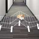 YORWHIN Short Puppy Gate - 17 Inch Height Dog Gate, Metal Free Standing Pet Gates, Expands Up to 48 Inches for Indoor/Outdoor, Step Over Pet Fence for Small Dogs