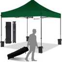 10x10 Pop Up Canopy with Wheeled Bag, Commercial Portable Canopy Tent, Easy Set Up, 4 Stakes & 4Sandbags & 4 Ropes, Waterproof Outdoor Shelter for Market, Parties, Forest Green