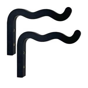 Wooden Wall Planters, Hanging Plant Hooks for Indoors, Wave-Shaped Wooden Hanging Baskets for Wall Plant Hooks Heavy Duty for Flower Pots Wind Chimes and Bird Feeders (Black, 2 Pack)