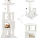 45in Cat Tree Tower with Big Condo for Indoor Kitten, Cat Tower with Scratching Post, Scratching Board and Cat Toys, Multi-Level, Small Space, Transformer Cat Tree, Beige(New)