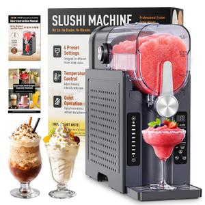 BKPPM Slushie Machine: No Ice Needed Slushy Machine for Home, 6 Preset, Real-Time Temp Display, Auto-Clean | Frozen Margaritas, Cocktails, Frapps, Ice Cream, Smoothies, Milkshakes,Summer Parties