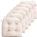 FABRICASTLE Chair Cushions Pads Non-Skid Comfortable 17" x 16" Seat Cushion Cover Set of 6 for Indoor Kitchen Dining Room Office Chairs (Cream, 6 Counts (Pack of 1))