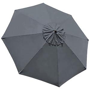 EliteShade USA 9FT Patio Umbrella Replacement Covers 8 Ribs Market Umbrella Canopy Cover (CANOPY ONLY) (Grey)