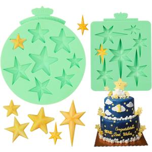 KALAIEN Star Molds Silicone, 2 Pcs Chocolate Star Mold for Candy Baking & DIY Resin Mold (five/six-pointed star)