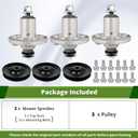 AM136733 AM143469 Spindle Assembly with M155979 Pulley for 48 Inch Mower Deck, Compatible with John Dee-re Z245 EZtrak Zero Turn Mower, Replaces AM134292 AM137097 GX20335, 3 Pack