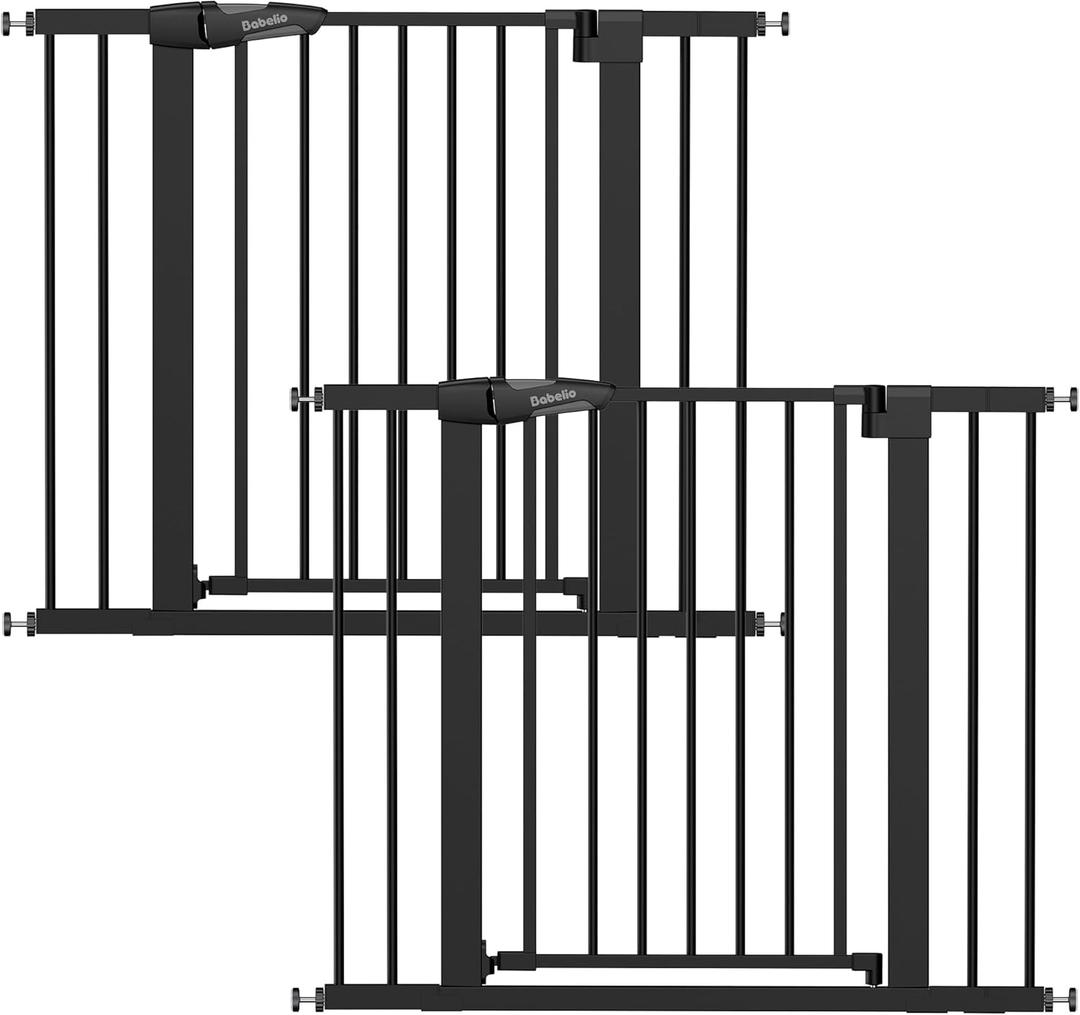Babelio 26-40" Wide Baby Gate for Stairs & Doorways, 3 Ways Locking System with Auto-Close, Pressure Mounted No Drilling, Easy Install for Stairs, Hallway, Kitchen, Indoor Use, Black (2 Pack)