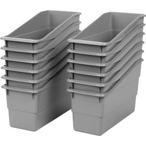 Really Good Stuff Durable Book and Binder Holders 12 Pack - Ideal for Narrow or Vertical Storage Needs - Book, Magazine, File Folder, and Binder Holders - Classroom Organization Made Easy (Pebble)