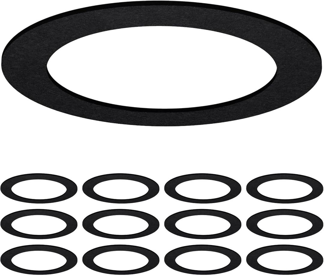 Sunco 12 Pack Goof Rings for 6 Inch Recessed Lights, Flush Mount Black Can Light Trim Ring Cover, Outer Diameter 8.6 Inch, Inner Diameter 6.2 Inch, Paintable Surface, Matte Finish
