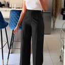 Lucuna Women's Wide Leg Dress Pants High Waisted Straight Leg Slacks Business Office Work Pants Trousers (Black, XXL)