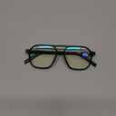 FEISEDY Blue Light Blocking Glasses Fake Nerd Clear Square Computer Lightweight Pilot Glasses Frame Oversized B2866 (+1.50x, Transparent Green)