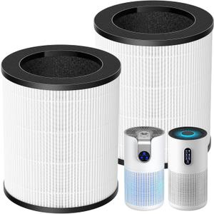 2 Pack M03 Filter Replacement Compatible with MOOKA M03 & B-D03 Air Purifi-er for Home Large Room up to 1500 ft, 3-in-1 HEPA filter with High-Efficiency Activated Carbon filter