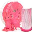 IEMAI Transparent PLA Filament 1.75mm, Clear Glitter Rose Red, Sparkling 3D Printer Filament Up to 600mm/s Printing, 1kg Spool for Artistic Creations & Home Decor