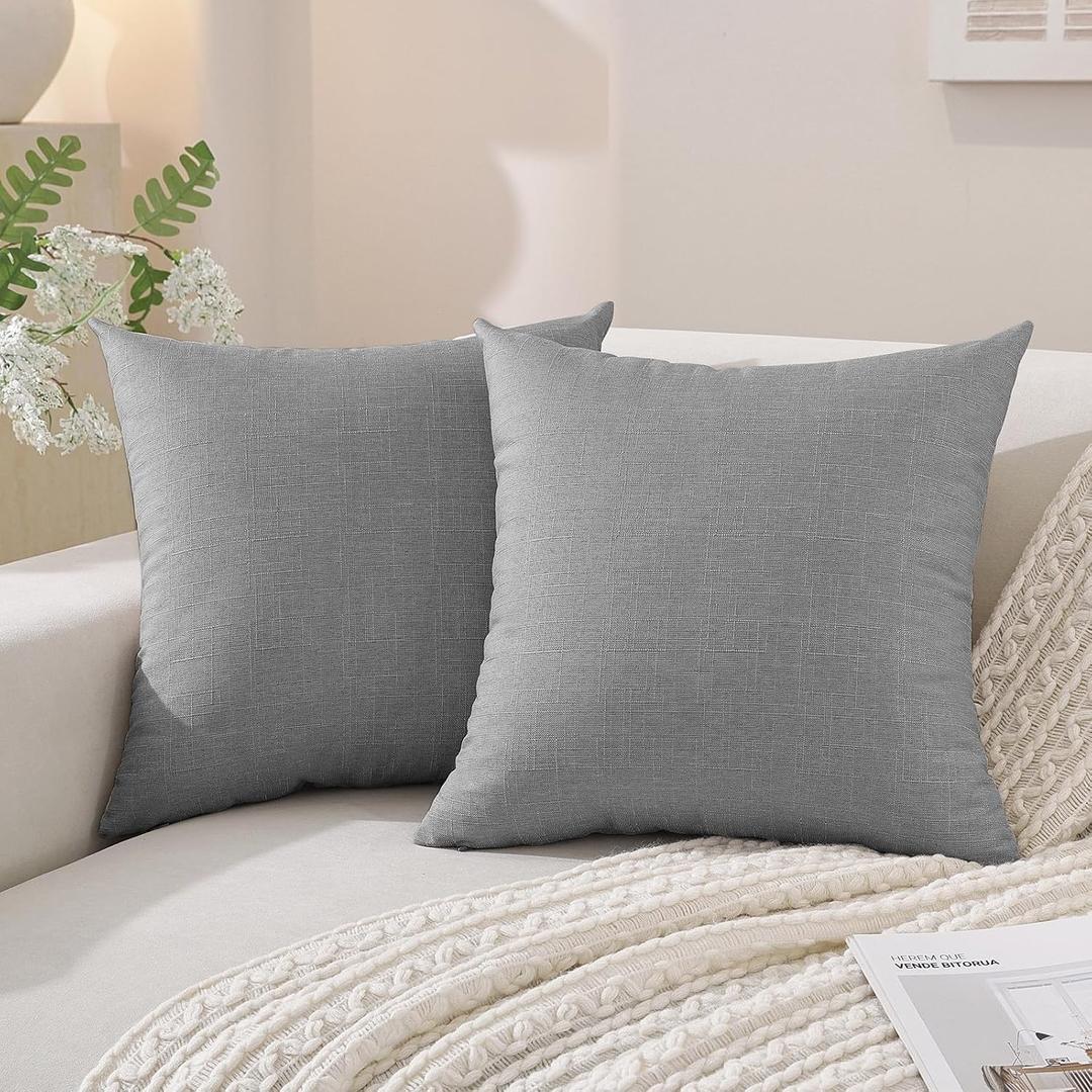 SYSLOON Linen Throw Pillow Covers Set of 2,16x16 Pillow Covers,Dark Gray | Set of 2, Soft Faux Linen, Boho Home Decor, Couch & Sofa Accent, Bedroom & Living Room,Farmhouse Cushion Cases