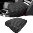 KBH Center Console Cover for Toyota Tundra 2014-2021, Vinyl Leather Trim, Middle Console Lid Cushion Pad Armrest Covering, Anti-Scratch, Black