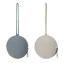 2 Pack Silicone Pacifier Holder Case, BPA-Free Silicone Newborn Pacifier Pouches for Baby Boys & Girls, Portable Silicone Pacifier Container Case (Light Grey/Tradewinds)