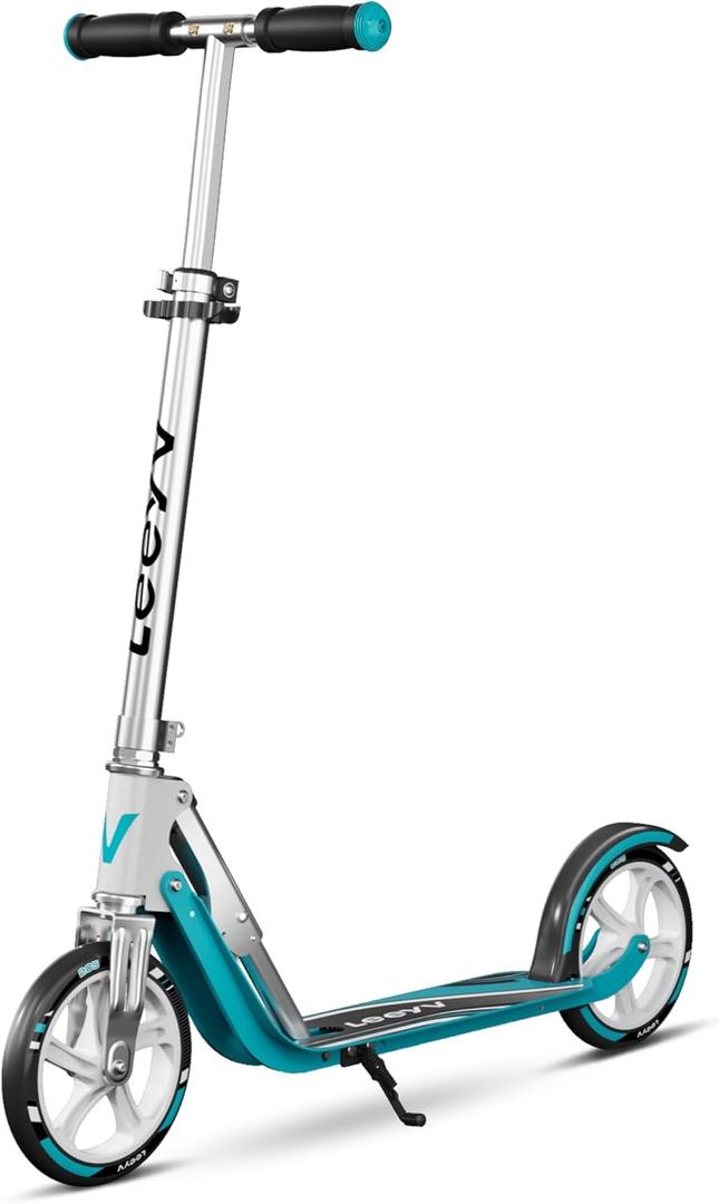 Scooter for Kids 6-12 & Adults | Adjustable Height, Foldable, Lightweight Aluminum Frame | Holds Up to 220lbs | Smooth Ride on Any Terrain (205Turquoise)