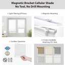 DEZ FURNISHINGS Cordless No Tools No Drill 1.5" Magnet Light Filtering Shades for Metal Doors, 26" W x 42" H, Alabaster