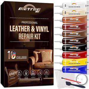 Leather Repair Kit for Furniture, Couch, Sofa, Jacket, Car Seats and Purse, Restores Faux, Artificial, Genuine Pleather and Any Material, with Super Easy to Follow Instructions to Match Any Color