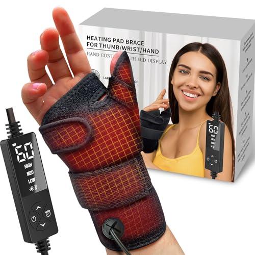ELEKHEAL Electric Thumb & Wrist Heating Pad for Hand Arthritis with 3 Heat & 5 Timer Settings, Heated Wrist Wrap for Carpal Tunnel Syndromes, Tendonitis Left/Right Hand Pain Relief(S)