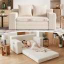 Boneless Loveseat Sofa Bed, Tri-Folding Convertible Futon Sleeper with Handle & Side Pockets, 54'' Boneless Couch with Hook and Loop No Assembly for Small Space,Living Room & Bedroom
