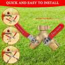Hose Splitter 2 Way Brass Garden Hose Splitter with Stainless Steel Long Handle Y Valve Water Hose Adapter 3/4" GHT Thread